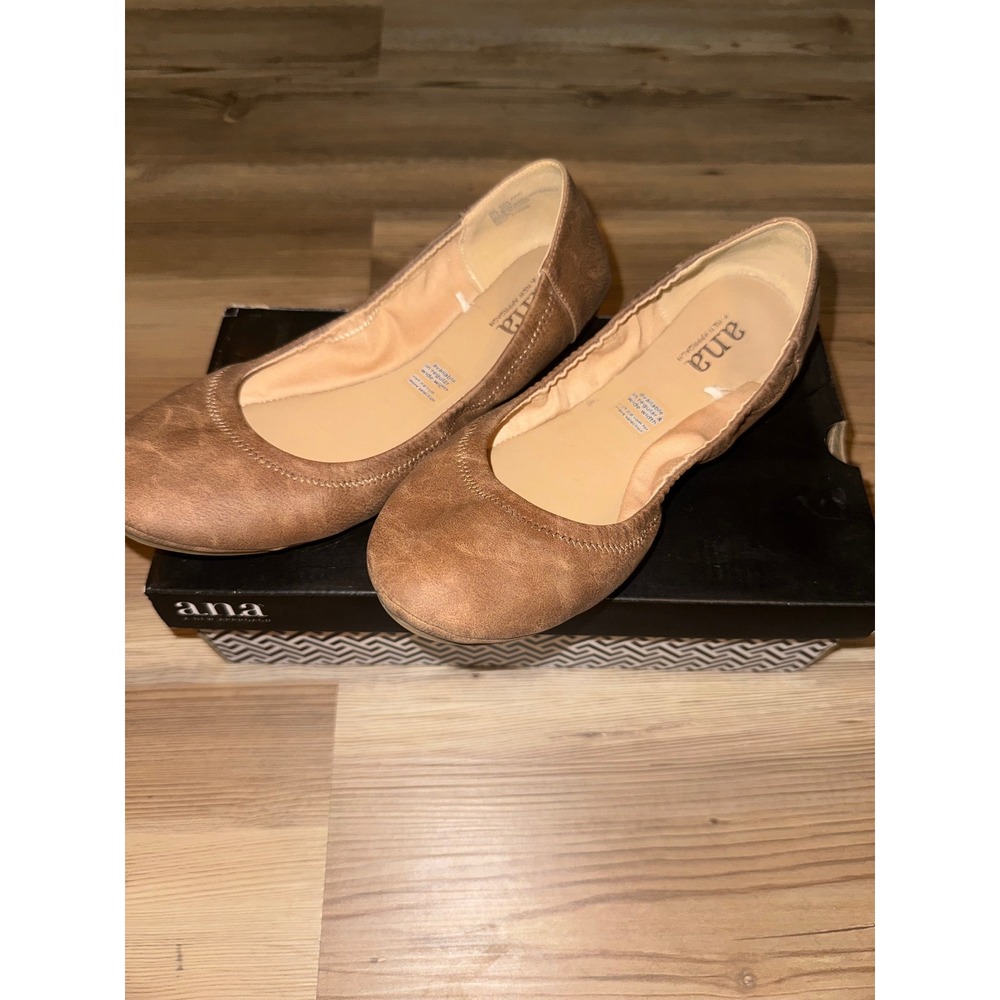a.n.a Sicily Women Tan Cognac Faux Suede Ballet Flats Size 8 Medium